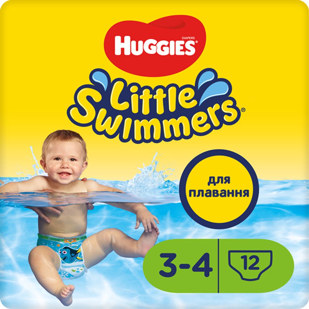 Підгузки-трусики для плавання Huggies Little Swimmers, розмір 3-4, 7-15 кг, 12 шт, арт. 36000183399