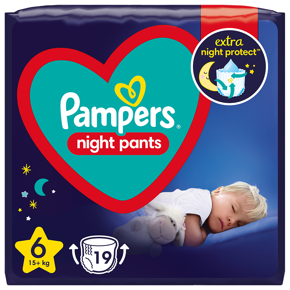 Підгузники-трусики Pampers Night Pants, розмір 6, 15+ кг, 19 шт, арт. 8006540234761