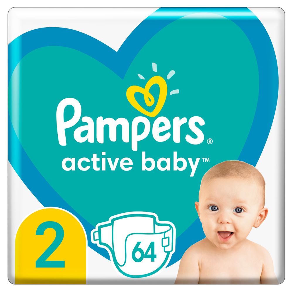 Підгузки Pampers Active Baby, розмір 2, 4-8 кг, 64 шт, арт. 8006540045428