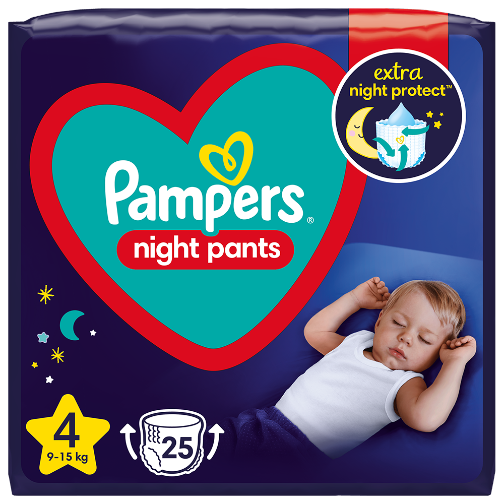 Підгузники-трусики Pampers Night Pants, розмір 4, 9-15 кг, 25 шт, арт. 8006540234709