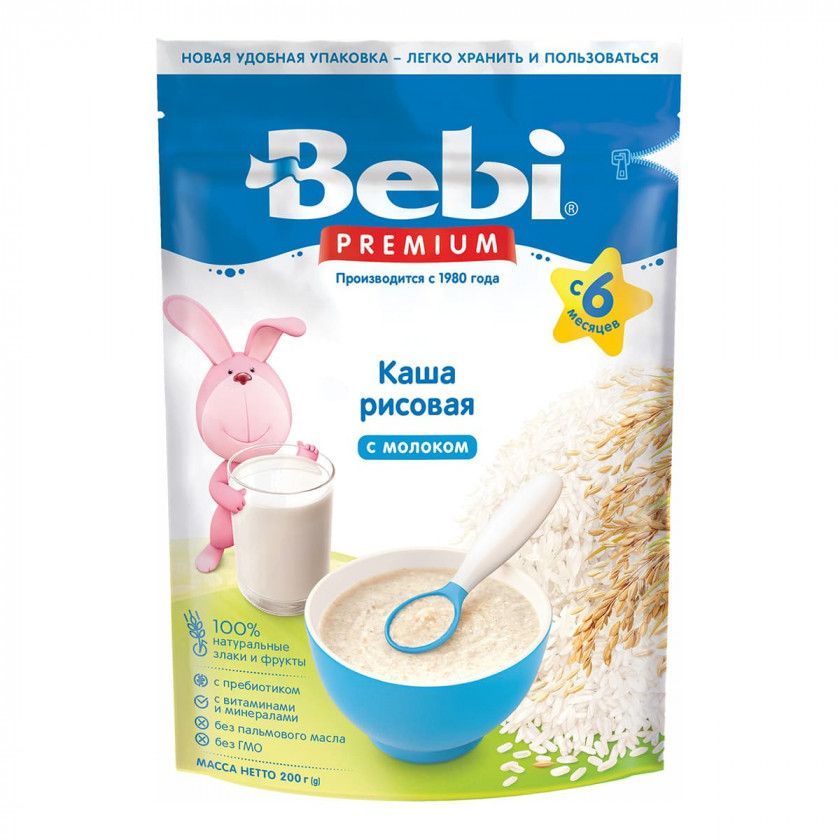 Каша молочная Bebi Premium Рисовая, с 6 мес., 200 г, арт. 1105032