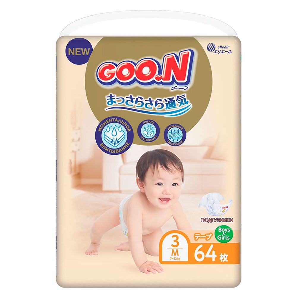 Підгузки Goo.N Premium Soft, розмір M, 7-12 кг, 64 шт., арт. 863224