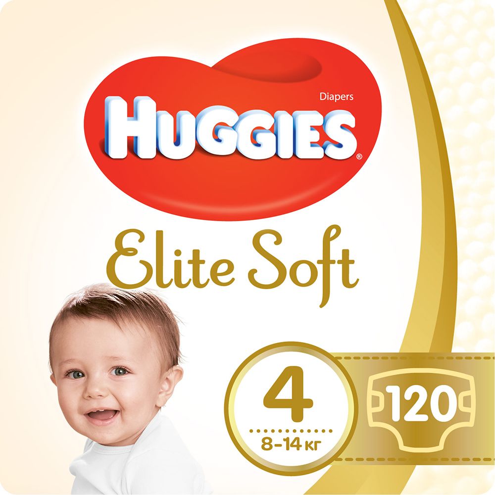 Підгузки Huggies Elite Soft, розмір 4, 8 - 14 кг, 120 шт, арт. 5029053578125