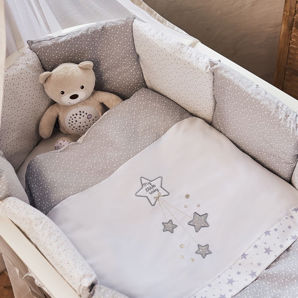 Комплект постельного белья Piccolino "Twinkling Grey Stars", 6 предметов, арт. k.6115, цвет Серый