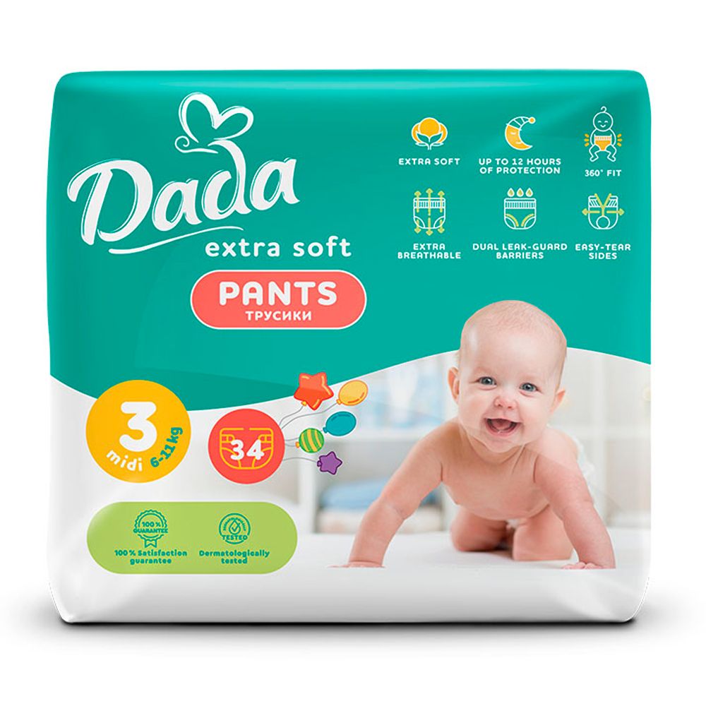 Подгузники-трусики Dada Extra Soft, размер 3, 6-11 кг, 34 шт., арт. 4820174980672