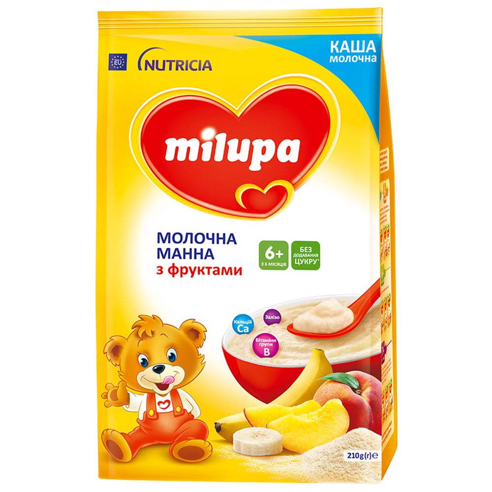 Молочная манная каша Milupa с фруктами, с 6 мес., 210 г, арт. 5900852930041