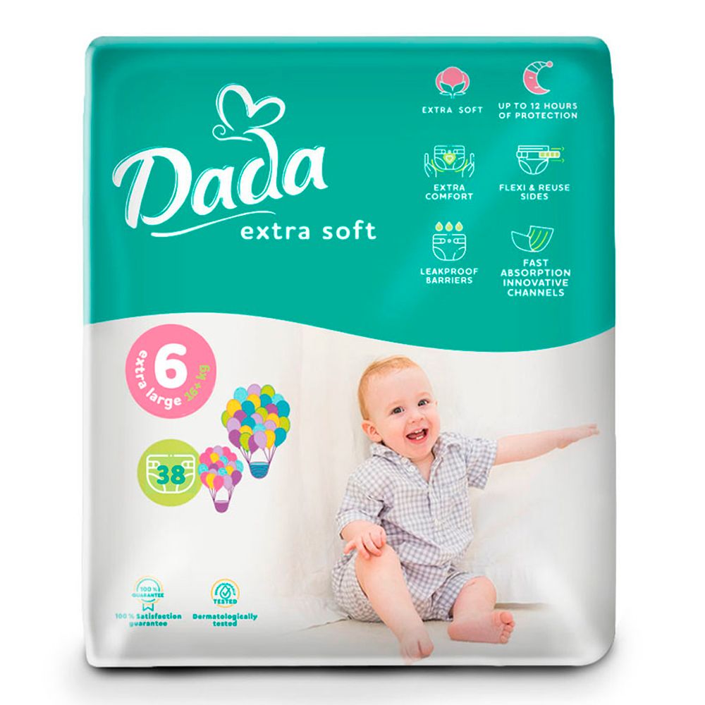 Подгузники Dada Extra Soft, размер 6, от 16 кг, 38 шт., арт. 4820174980924