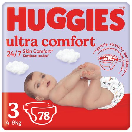 Підгузки Huggies Ultra Comfort, розмір 3, 4-9 кг, 78 шт, арт. 5029053548760