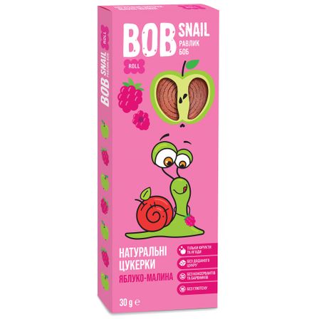 Конфеты натуральные яблочно-малиновые Bob Snail Равлик Боб, от 3 лет, 30 г, арт. 4820162520309