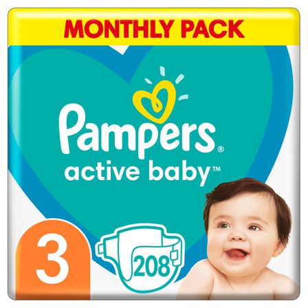 Підгузки Pampers Active Baby, розмір 3, 6-10 кг, 208 шт, арт. 8001090910745