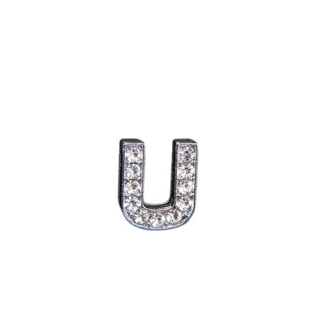 Буква U со стразами , арт. LT00931.1, цвет Серебряный