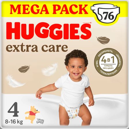 Подгузники Huggies Extra Care, размер 4, 8-16 кг, 76 шт., арт. 5029053583167