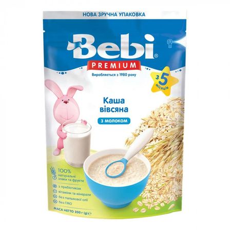 Каша молочна Bebi Premium Вівсяна, з 5 міс. 200 г, арт. 1105054