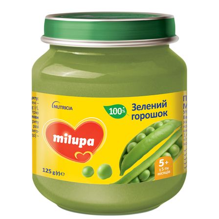 Овощное пюре Milupa Зеленый горошек, с 5 мес., 125 г, арт. 5900852060564