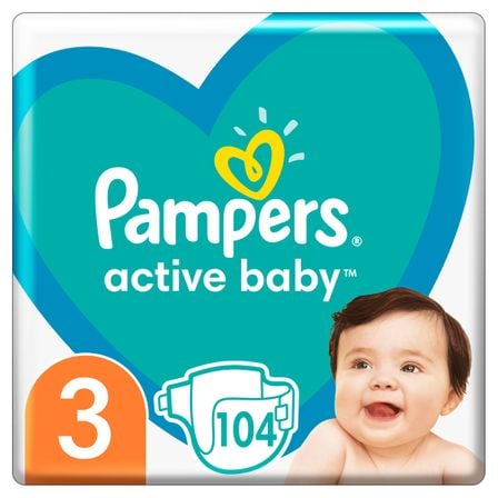 Подгузники Pampers Active Baby, размер 3, 6-10 кг, 104 шт, арт. 8001090950215