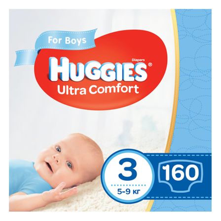 Підгузки Huggies Ultra Comfort для хлопчика, розмір 3, 5-9 кг, 160 шт, арт. 5029054218099