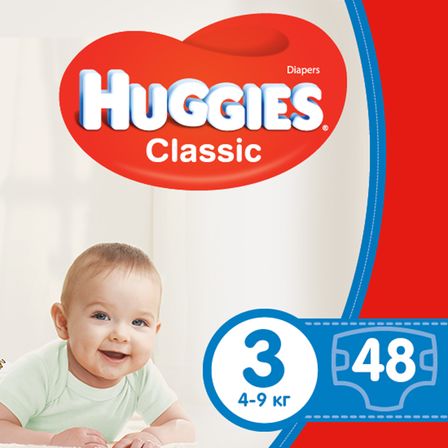 Підгузки Huggies Classic, розмір 3, 4-9 кг, 48 шт, арт. 5029053573908