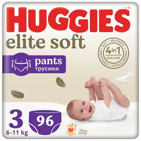 Подгузники-трусики Huggies Elite Soft, размер 3, 6-11 кг, 96 шт., арт. 5029053582443