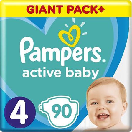 Підгузки Pampers Active Baby, розмір 4, 9-14 кг, 90 шт, арт. 8001090950376