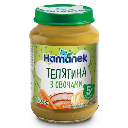 Детское пюре Hamanek Телятина с овощами, с 5 мес., 190 г, арт. 1215874