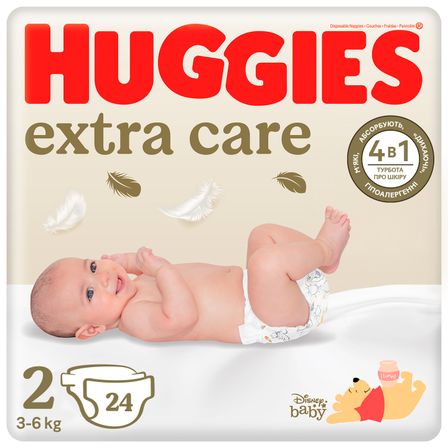 Подгузники Huggies Extra Care, размер 2, 3-6 кг, 24 шт., арт. 5029053550275