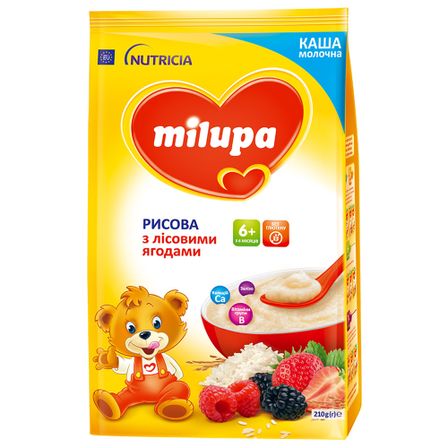 Молочная рисовая каша Milupa с лесными ягодами, с 6 мес., 210 г, арт. 5900852047459