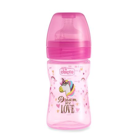 Бутылочка пластик Well-Being Love, 150мл, соска силикон, 0м+, арт. 09849, цвет Розовый