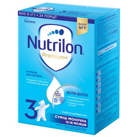 Сухая молочная смесь Nutrilon Premium+ 3, 12-18 мес., 600 г, арт. 5900852047176