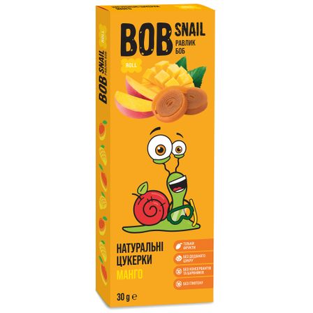 Конфеты натуральные манговые Равлик Bob Snail Равлик Боб, от 3 лет, 30 г, арт. 4820219340591