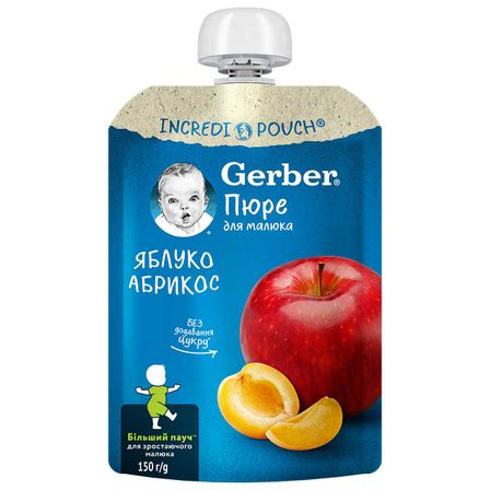 Фруктове пюре Gerber з яблук та абрикосів, 6 міс., 150 г, арт. 12472994
