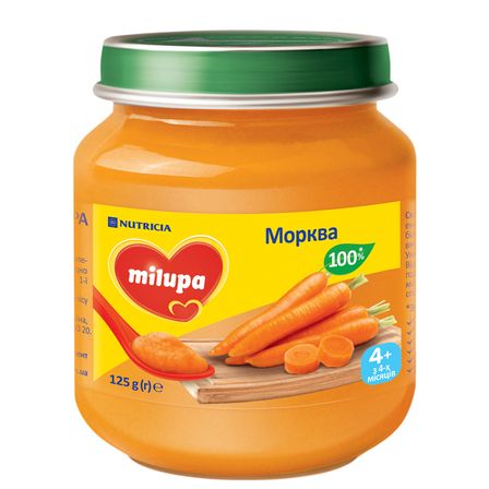Овощное пюре Milupa Морковь, с 4 мес., 125 г, арт. 5900852041631