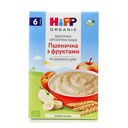 Органічна молочна каша HiPP Пшенична з фруктами, з 6 міс., 250 г, арт. 1123253