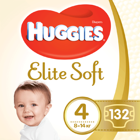 Підгузки Huggies Elite Soft, розмір 4, 8-14 кг, 132 шт, арт. 5029054566220