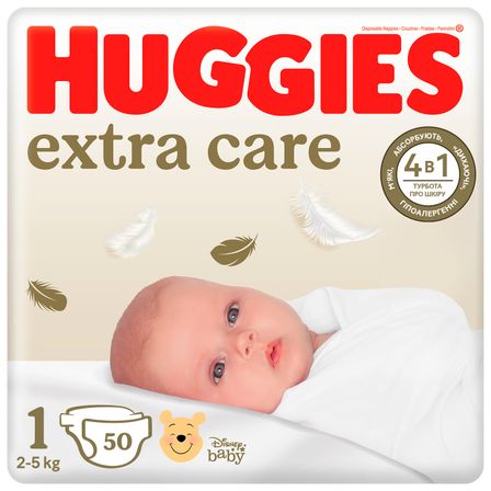Підгузки Huggies Extra Care, розмір 1, 2-5 кг, 50 шт., арт. 502905356488