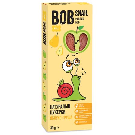 Конфеты натуральные яблочно-грушевые Bob Snail Равлик Боб, от 3 лет, 30 г, арт. 4820162520248