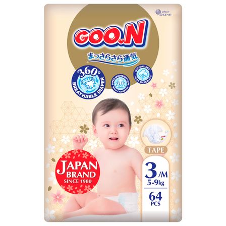 Підгузки Goo.N Premium Soft, розмір 3/M, 5-9 кг, 64 шт., арт. F1010101-154