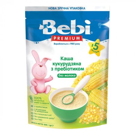 Каша безмолочна Bebi Premium Кукурудзяна з пребіотиком, з 5 міс., 200 г, арт. 1105044