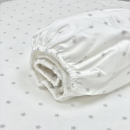 Простынь Piccolino "Stars" для кроватки, поплин, 72 х 120 см, арт. 111791, цвет Серый