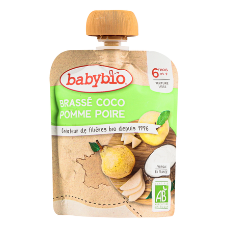 Органическое пюре Babybio из кокосового молока, с яблоком и грушей, с 6 мес., 85 г, арт. 54094.00