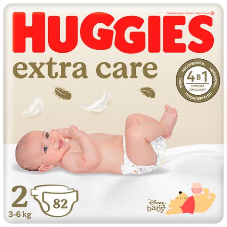 Подгузники Huggies Extra Care, размер 2, 3-6 кг, 82 шт., арт. 5029053578088