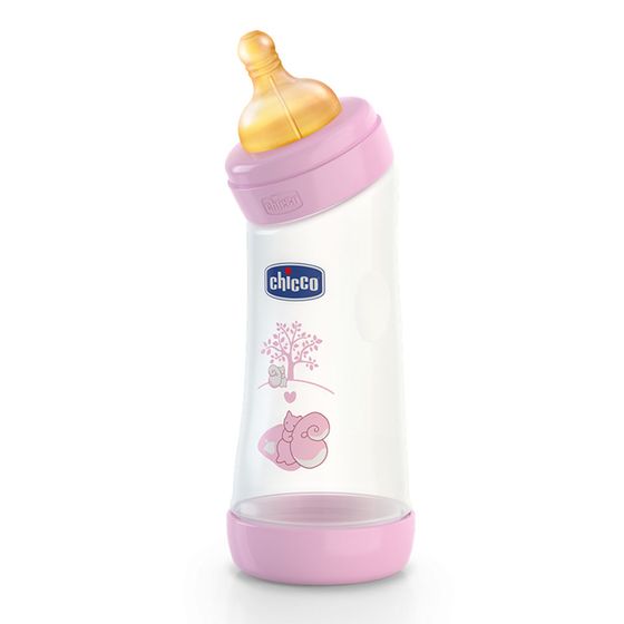 Пляшечка зігнута пластик Chicco Well-Being 250мл, соска латекс, 0м+, арт. 20620, колір Розовый