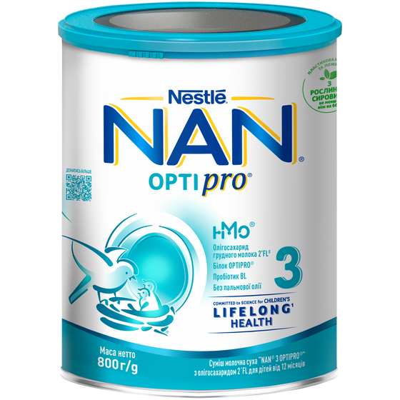 Суха молочна суміш NAN 3 Optipro з олігосахаридами 2'FL, з 12 міс., 800 г, арт. 12562143