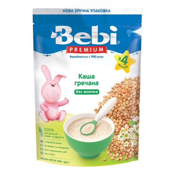 Каша безмолочная Bebi Premium Гречневая, с 4 мес., 200 г, арт. 1105040