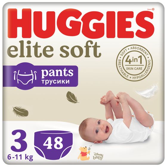 Підгузки-трусики Huggies Elite Soft, розмір 3, 6-11 кг, 48 шт., арт. 5029053549293
