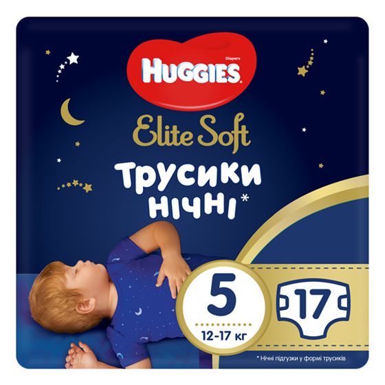 Подгузники-трусики Huggies Elite Soft Overnites, размер 5, 12-17 кг, 17 шт, арт. 5029053548173