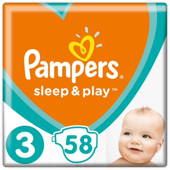 Подгузники Pampers Sleep & Play, размер 3, 6-10 кг, 58 шт, арт. 4015400224211