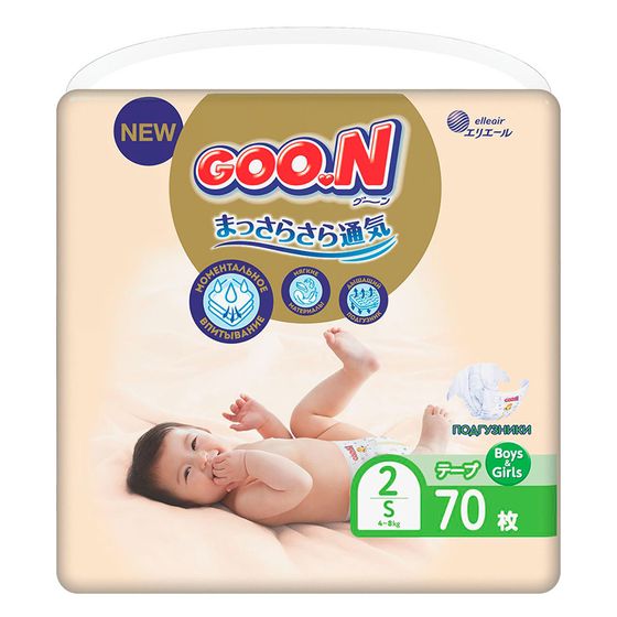 Підгузки Goo.N Premium Soft, розмір S, 4-8 кг, 70 шт., арт. 863223